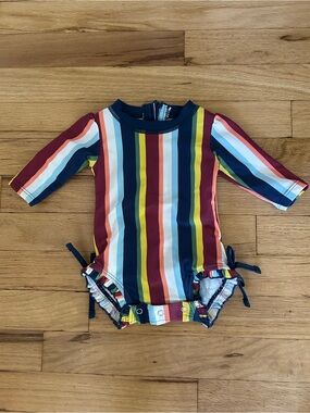 Ruffle Butts Multi-Color Vertical Stripe One Piece